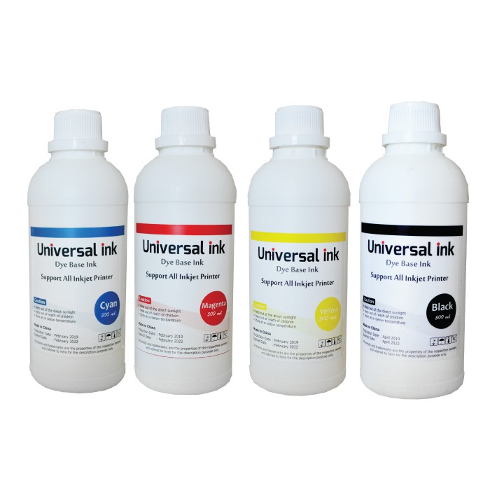 Paket Tinta Refill Universal Ink 250ml CMYK, Tinta Botol Dye Base Printer HP Canon Epson Brother