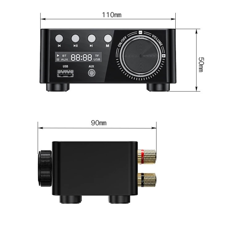 Audio Speaker Amplifier HiFi Bluetooth 5.0 50Wx2 - X26