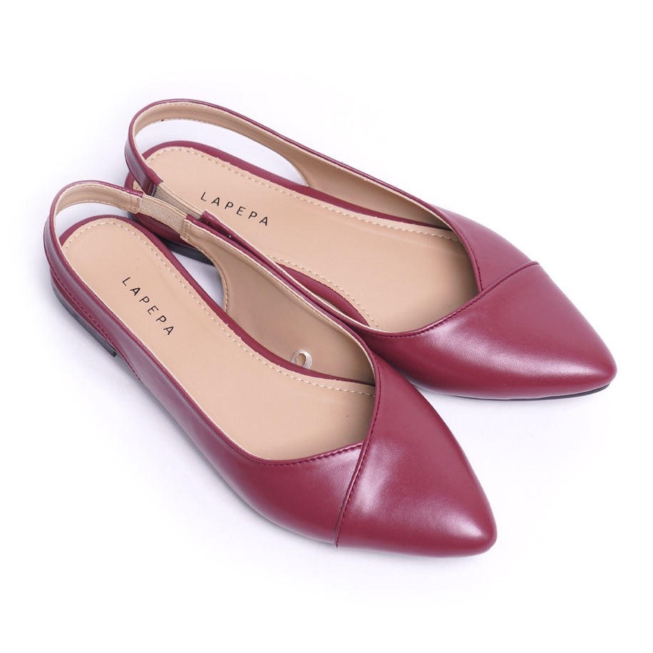 LAPEPA STORE - FREYA Maroon Sepatu Flat Shoes Wanita | sepatu kerja kantoran wanita hak rendah warna