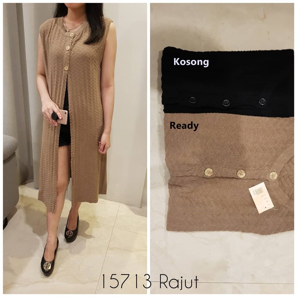 Sleeveless Cardigan Vest Tanpa Lengan Buntung Rajut Knitted Import