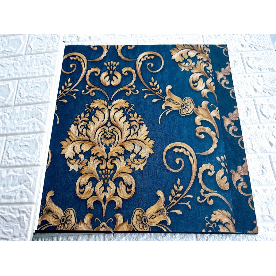 Baru Murah Wallpaper Dinding Vinyl Premium Biru Motif Batik Emas Mewah Elegan Rona R0101 Shopee Indonesia