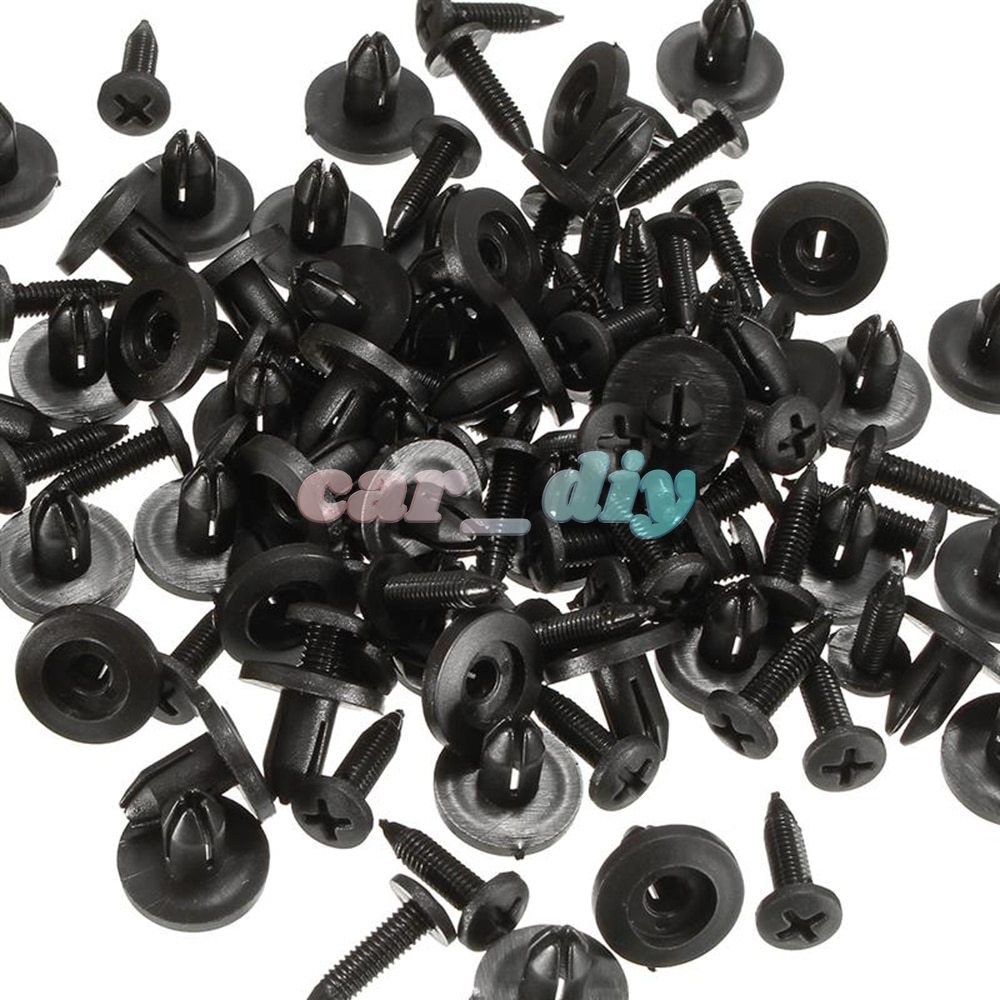 50pcs Klip Rivet Pengencang Panel Pintu Mobil Bahan Plastik Warna Hitam Ukuran 6mm