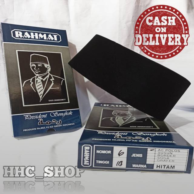 Peci hitam AC Polos Rahmad tinggi 10 cm/Kopiah polos hitam AC tinggi 10cm/peci polos  hitam,murah.