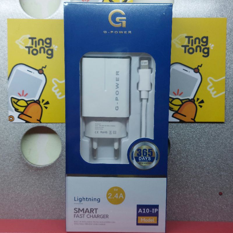 smart charger adapter dan kabel lightning 2.4a G-Power A10P