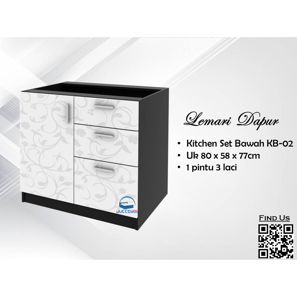 Lemari Dapur Bawah 2Pintu - Kitchen set Bawah KB01 - Rak Piring Minimalis Expo Medan