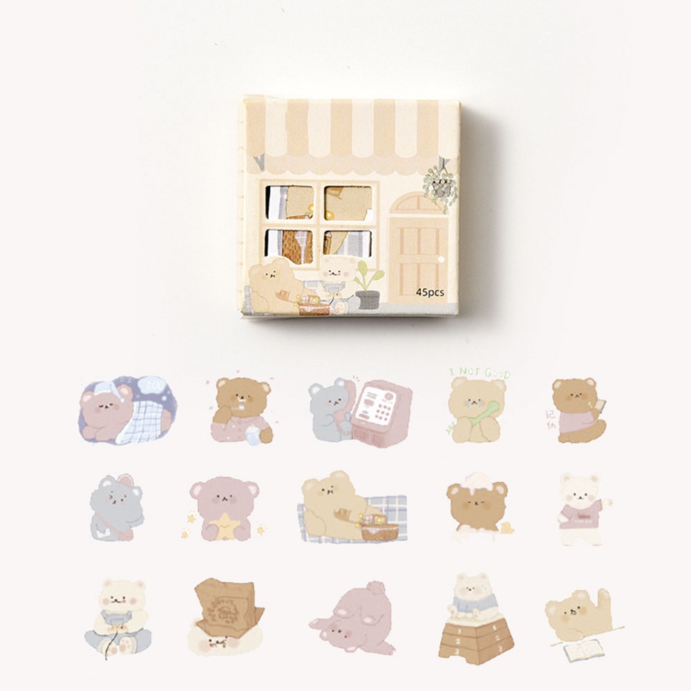 aaoottuuoo5.id Cod   45pcs/box Lovely Little House Boxed Decals Diary Notebook Decor DIY Stickers with 6 Patterns