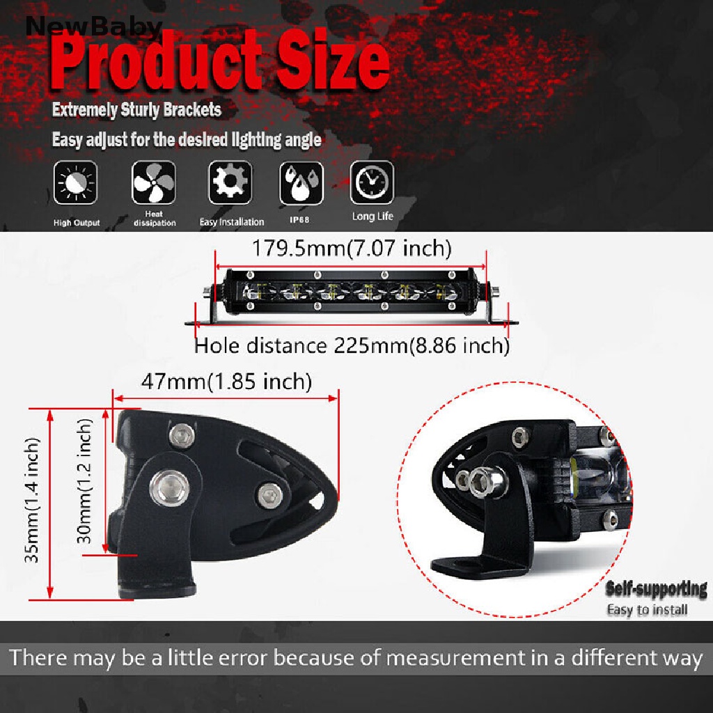 Newbaby Lampu Sorot LED 480W 8 Untuk Mobil SUV Offroad 4WD