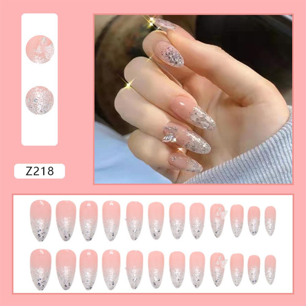 Timekey 24pcs / set Kuku Palsu Bisa Dilepas Untuk Aksesoris Nail Art / Manicure A8K6