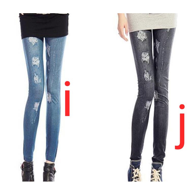 Celana Legging Jeans Ripped Sobek Elastis