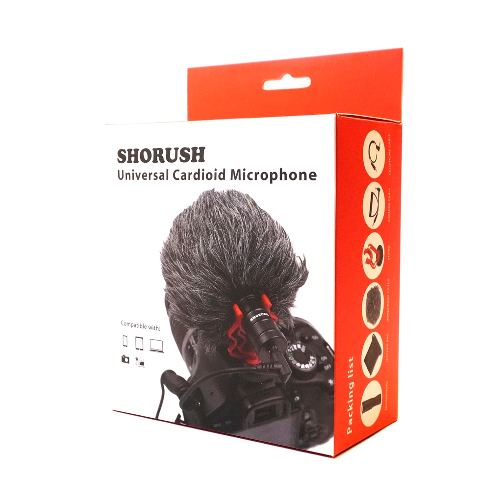 Shorush CM 1 Mini Microphone Cardioid Mic Vlogging for iPhone IOS &amp; HP Android / Canon Nikon BY MM1