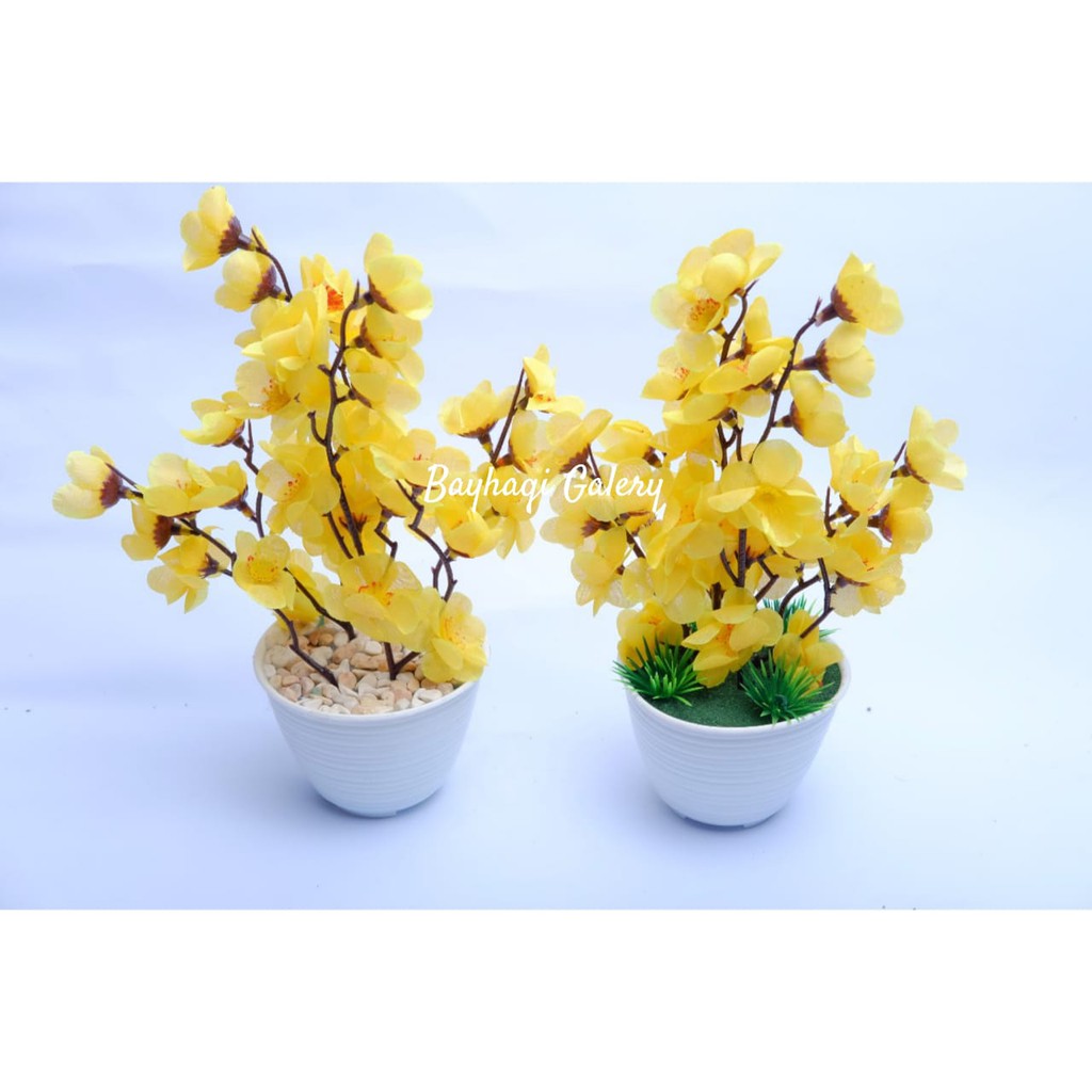 BUNGA SAKURA RIMBUN IMPORT MURAH D10 // BUNGA HIAS SAKURA // BUNGA ARTIFICIAL// BUNGA DEKORASI RUMAH-Kuning