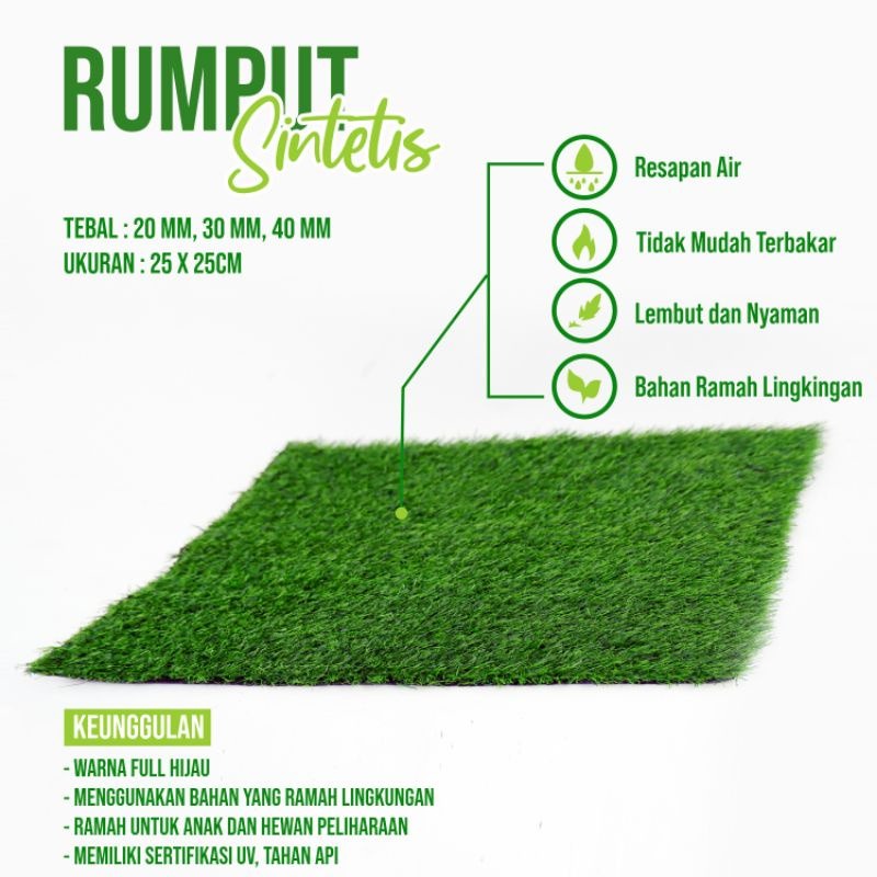 CC (DK02) Rumput  Sintetis Taman Swiss Indoor Semeter 1Mx 1M Full Green Import Premium