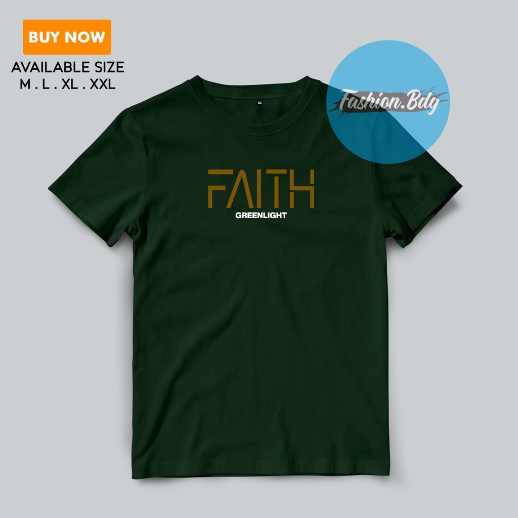 Baju Kaos Pria Distro FAITH Greenlight Bahan Katun Combed 30s Nyaman Fit M,L,XL,XXL