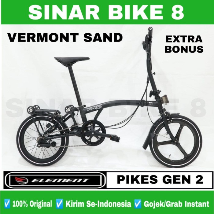 Sepeda Lipat Ukuran 16 Inch ELEMENT PIKES GEN 2 VERMONT SAND Velg Carbon + Koper