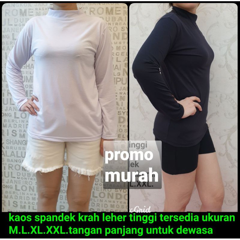 spandek krah leher tinggi .M.L.XL.XXL.XXXL jumbo tgn panjang dewasa