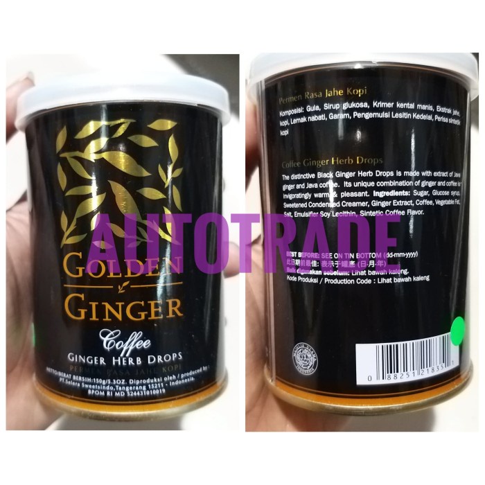 

GOLDEN GINGER COFFEE PERMEN JAHE KOPI GINGER HERB BEBAS GULA 150 GR