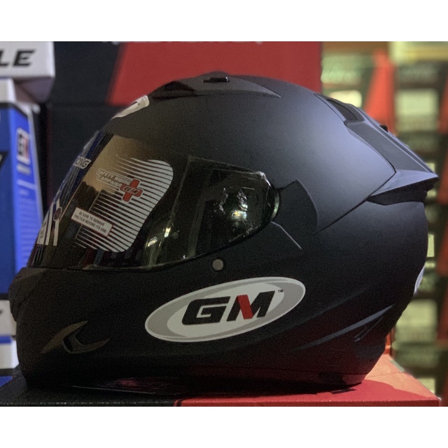 Jual Helm Gm Race Pro Solid Black Doff Hitam Doff Full Face Single Visor Smoke Shopee Indonesia