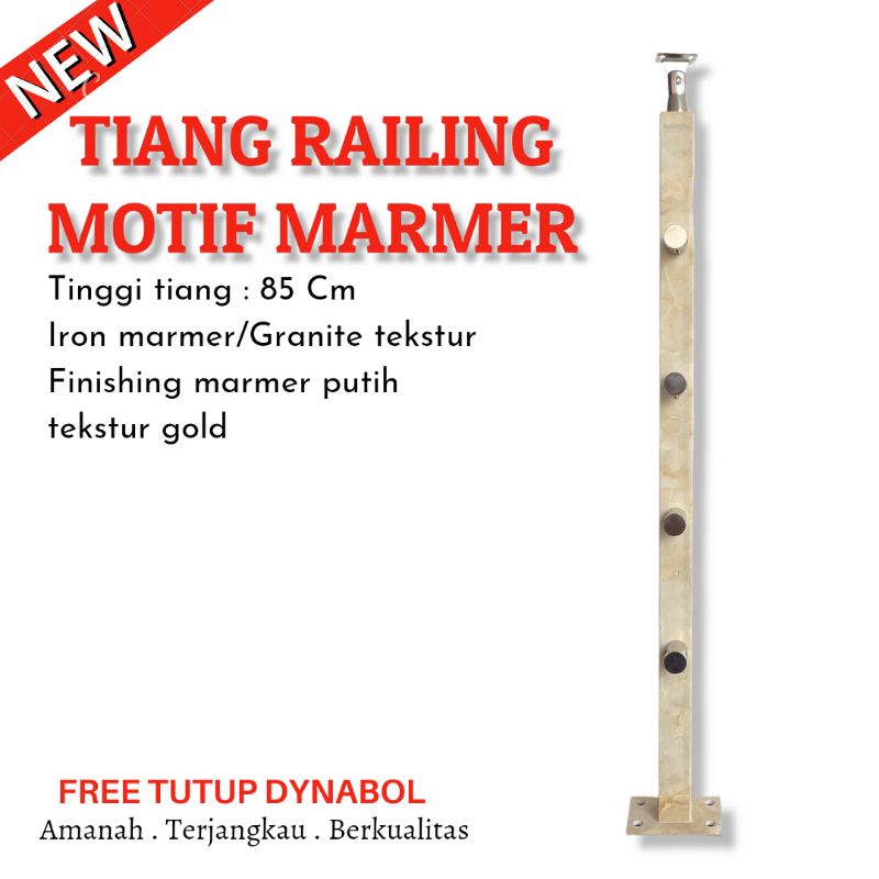 Tiang Railing Tangga Stainless Motif marmer/ Tiang Railing Tangga Jari Jari / Tiang Railing Tangga S