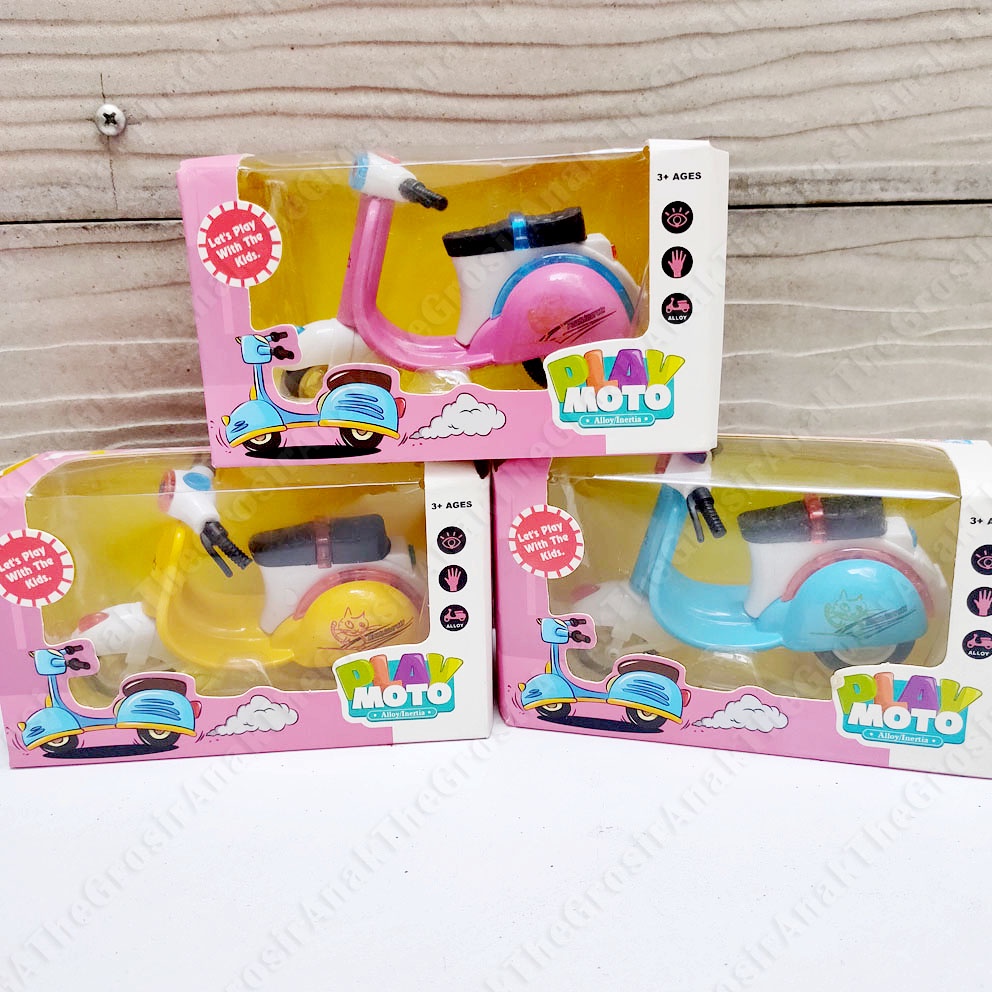 PLAY MOTO DIECAST VESPA ALLOY MINI MOTOR SKUTER JADUL