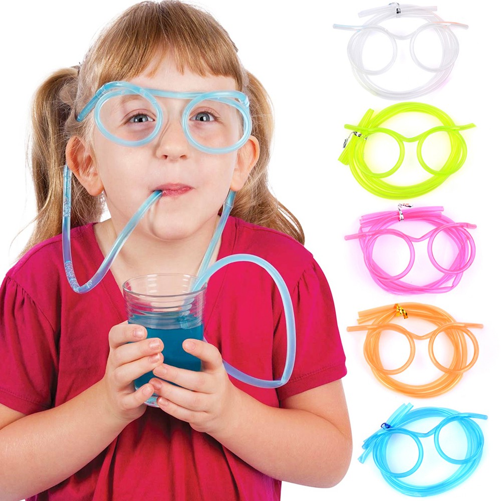 [READY] Kid Fun Colorful Eyeglass Frames Straw Silly Multi-colors Drinking Straws JP6