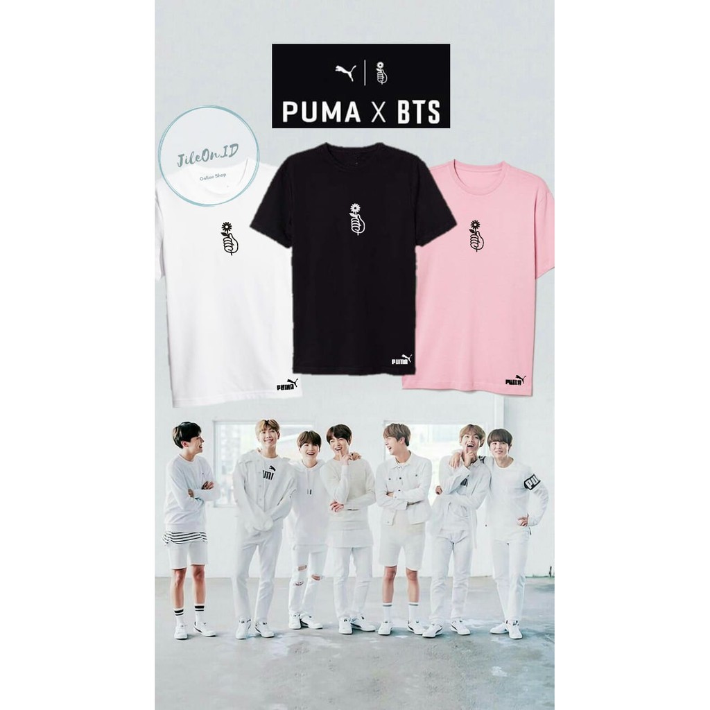 BISA BAYAR DI TEMPAT / COD KAOS BTS BT21 X PUMA BOYBAND KOREA KPOP S-XXL TRANDING