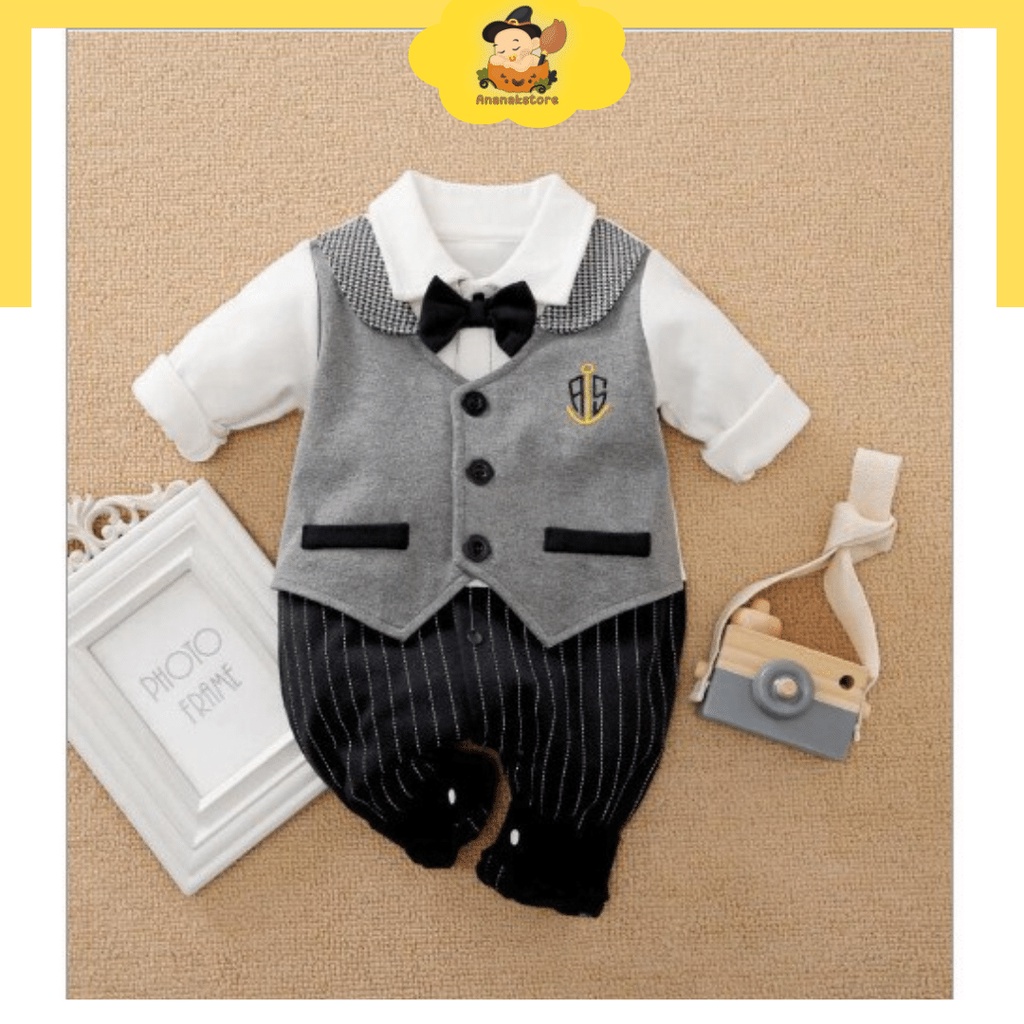 Ananakstore - Jumper bayi TUXEDO GREY 0-18 bulan / Baju bayi laki laki TUXEDO bayi