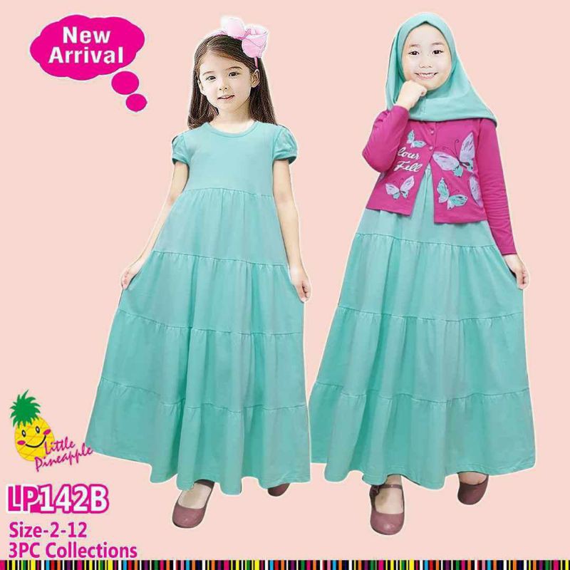 [Ankho_Shop] Little Pinneapple Gamis Anak Kaos Bollero LP 142B