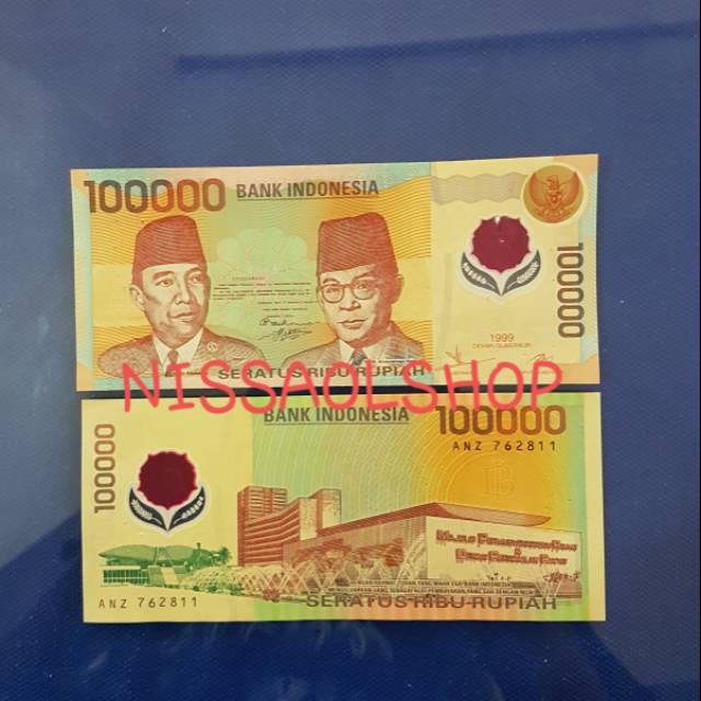 UP128 UANG KUNO 100RB POLIMER TH 1999/UANGLAMA/UANGKOLEKSI/MAHARNIKAH/HOBIKOLEKSI/HANTARAN/SESERAHAN