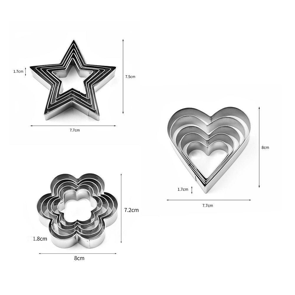 [Elegan] Cetakan Biskuit Stainless Steel Telur Goreng Bentuk Hati &amp; Bintang Fondant Tools Cutter Pastry Cookie Cutter