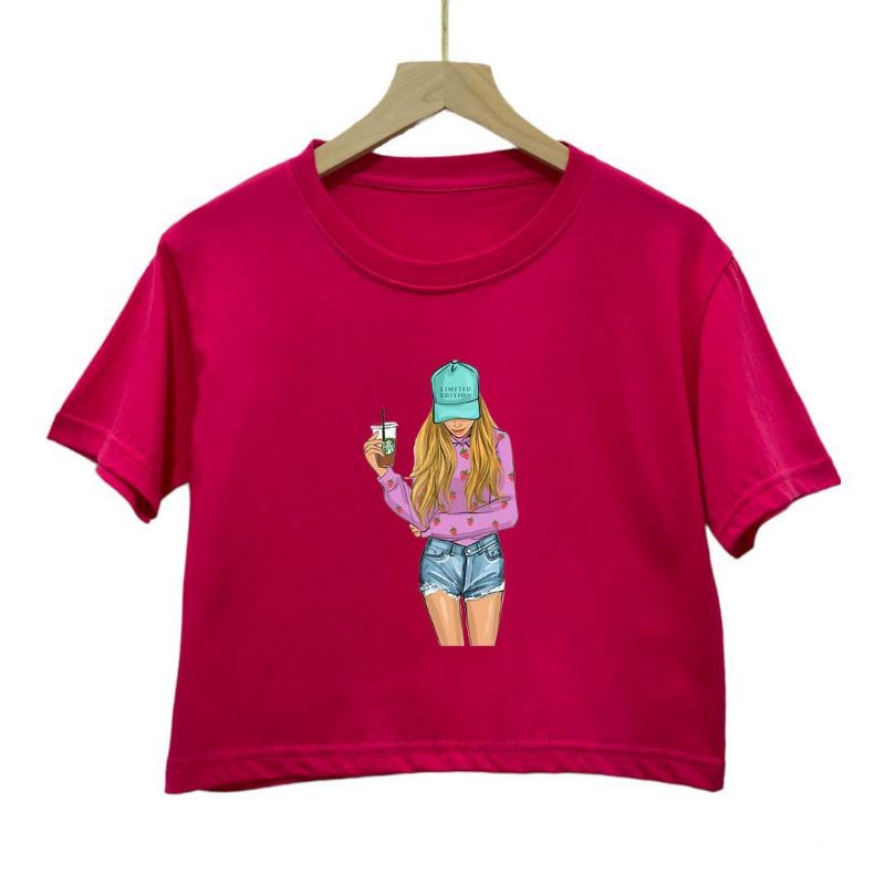 Kaos crop top combed 30s motif girls