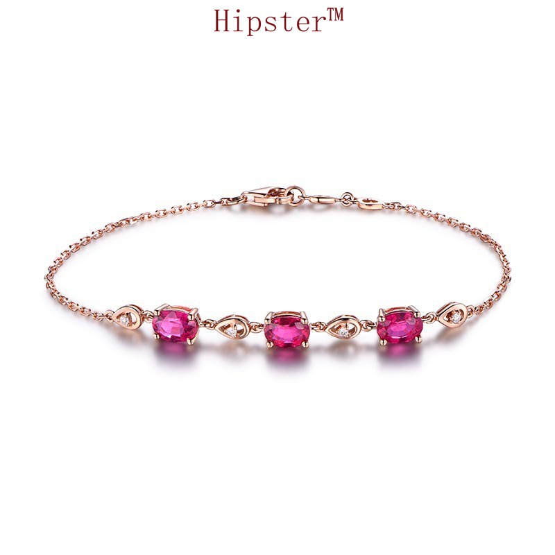 New Fashion Elegant Rose Red Colored Gemstone Bracelet