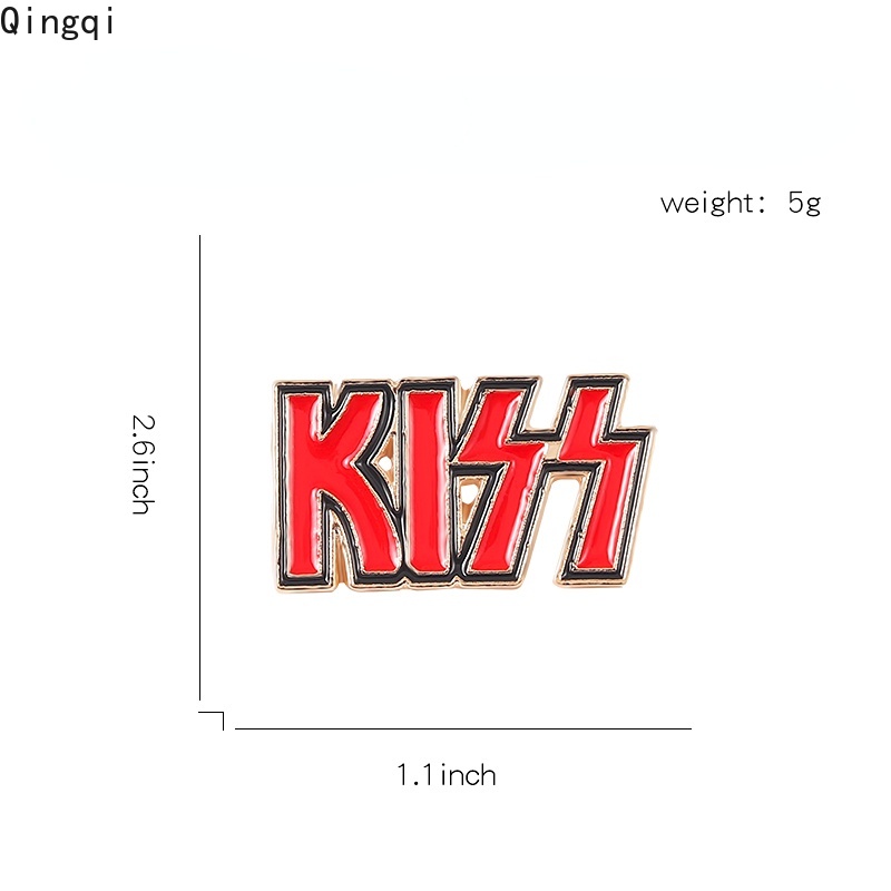 Bros Pin Enamel Desain Tulisan KISS Warna Merah Untuk Hadiah