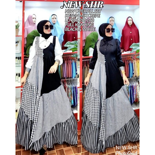 NEW OVERALL SET KATUN MIX CREPE FULL KANCING ORI SHR