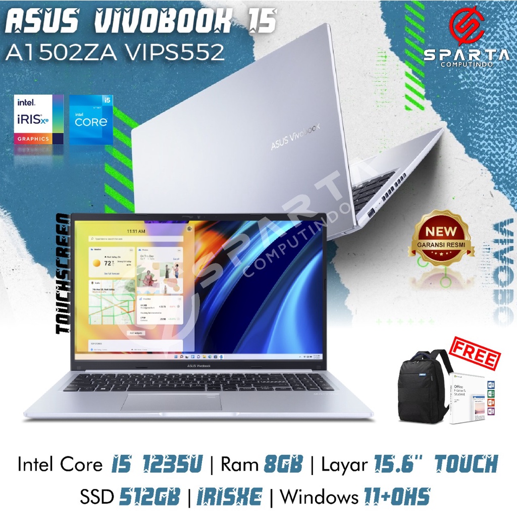 Laptop Asus Vivobook 15 A1502ZA VIPS552 Core i5 1235U Ram 8GB 512GB SSD 15.6″ Touch Win 11+OHS 2021 / Transparent Silver