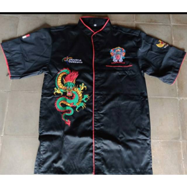 HEM / KEMEJA BORDIR MOTIF SENI JARANAN (NAGA HIJAU)