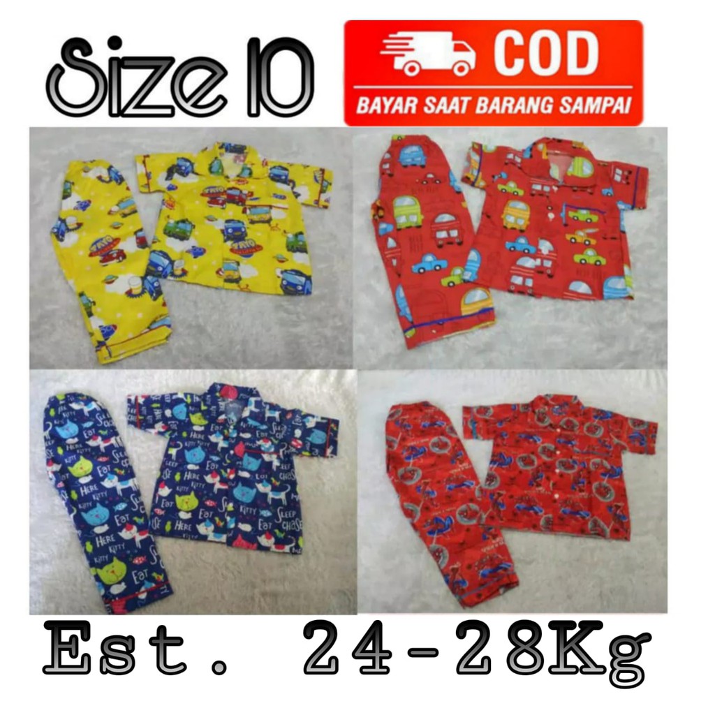 PIYAMA ANAK BAJU TIDUR ANAK MURAH SIZE 8 10 DAN 12 ESTIMASI UMUR 6-10 TAHUN PART 1