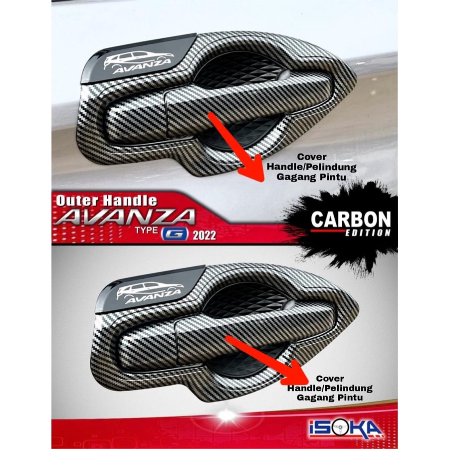 Cover Handle Pelindung Gagang Pintu AVANZA 2022 - FULL CARBON