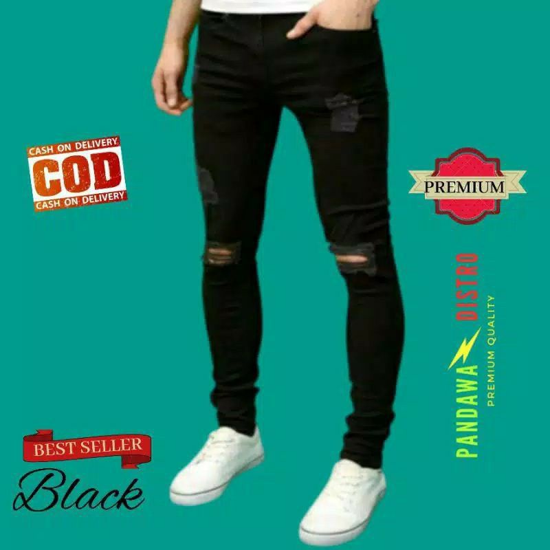 CELANA SOBEK PRIA RIPPED JEANS ROBEK KOYAK SLIMFIT PENSIL SKINNY STRETCH PREMIUM 28-38