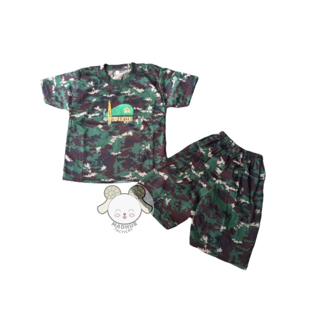 Baju Kaos Loreng Anak NKRI Setelan Kaos Anak Loreng TNI Army