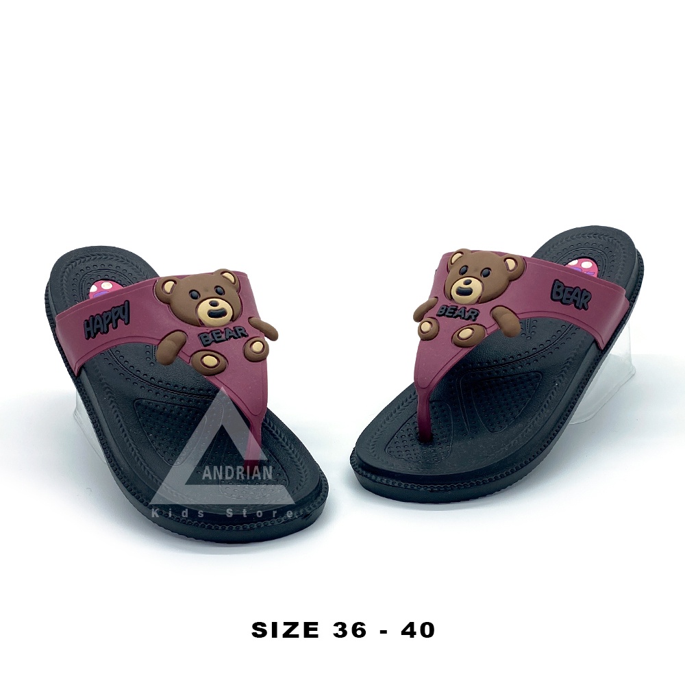 Andrian - Sandal Wanita Remaja Dewasa Jepit karakter Bear Terbaru Lucu Size 36-40