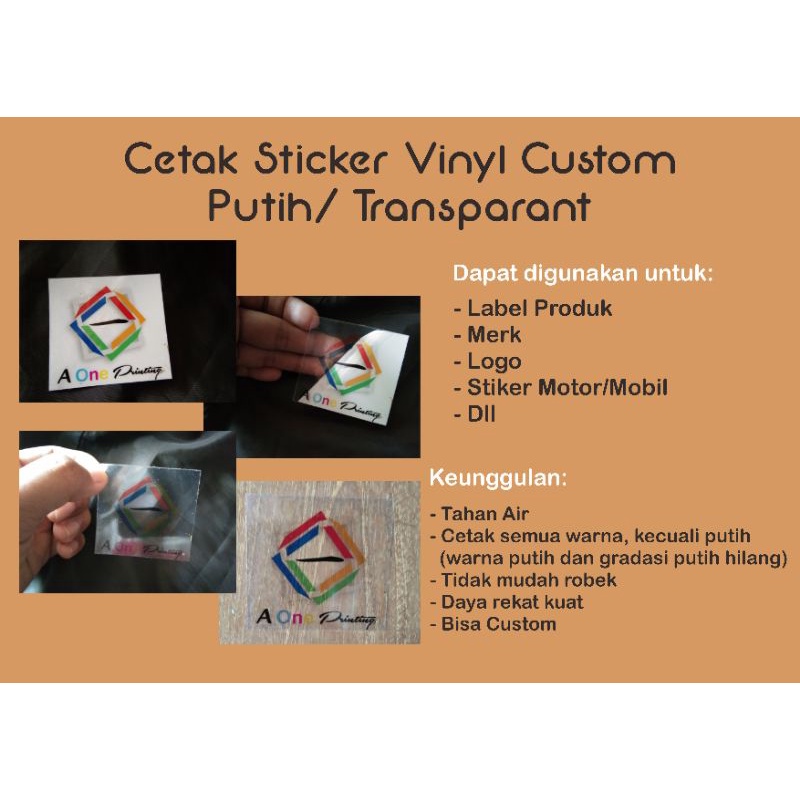

CETAK STIKER VINYL CUSTOM TRANSPARANT/PUTIH