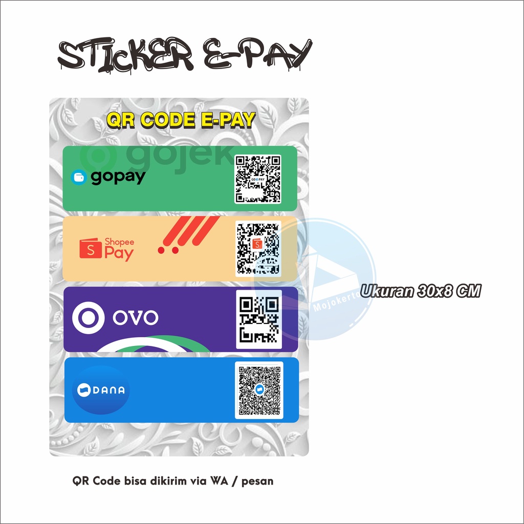 

Sticker E-Wallet E-Payment Shopeepay Dana Ovo Gopay Linkaja Stiker Anti Air