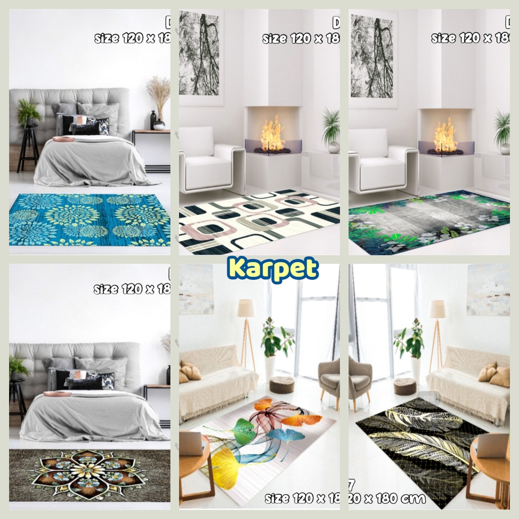 Karpet Lantai Permadani Berbagai motif Anti Slip Terjangkau Ukuran 160cm X 210cm WD