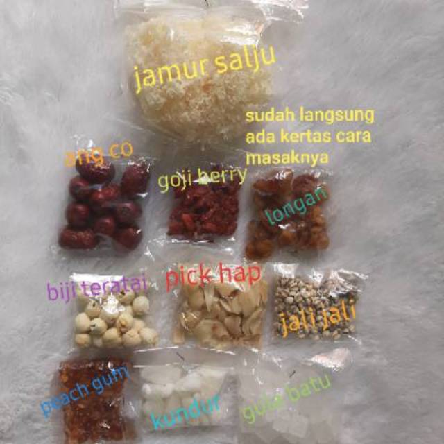 

Paket Peach Gum Collagen Dessert tao jiao isi komplit 10 macam