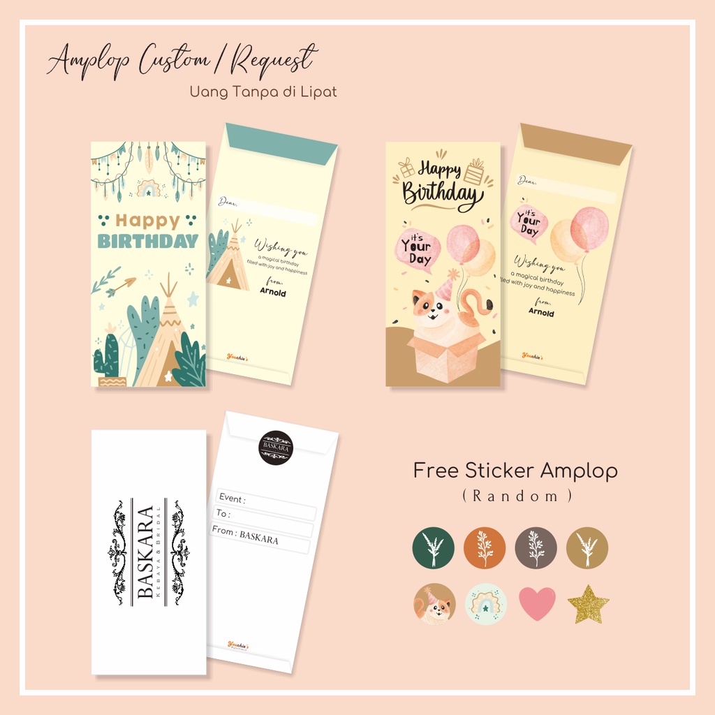 

Khusus Custom / Request Amplop untuk Wedding Tasyakuran Ulang Tahun New Born dll