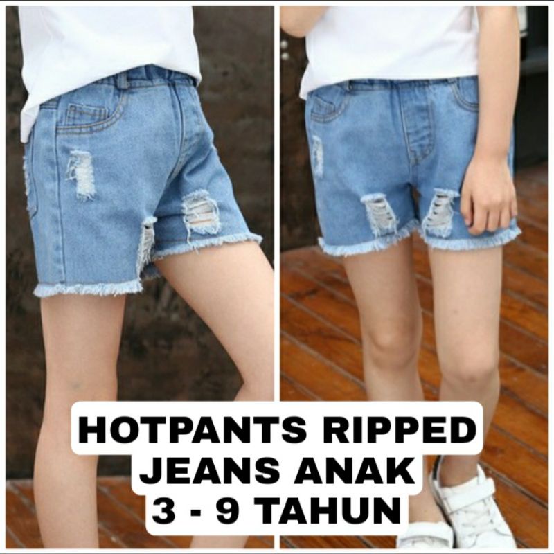 WK HOTPANTS RIPPED JEANS ANAK PEREMPUAN CELANA PENDEK JEANS ANAK CEWEK MURAH