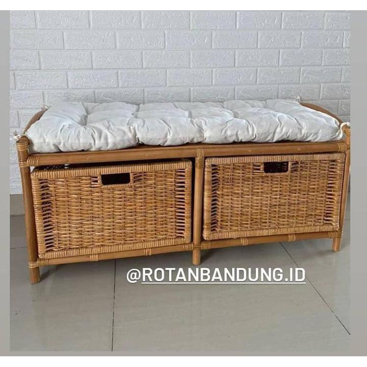 sofa rotan/bench rotan dengan laci/ Bench 2in1