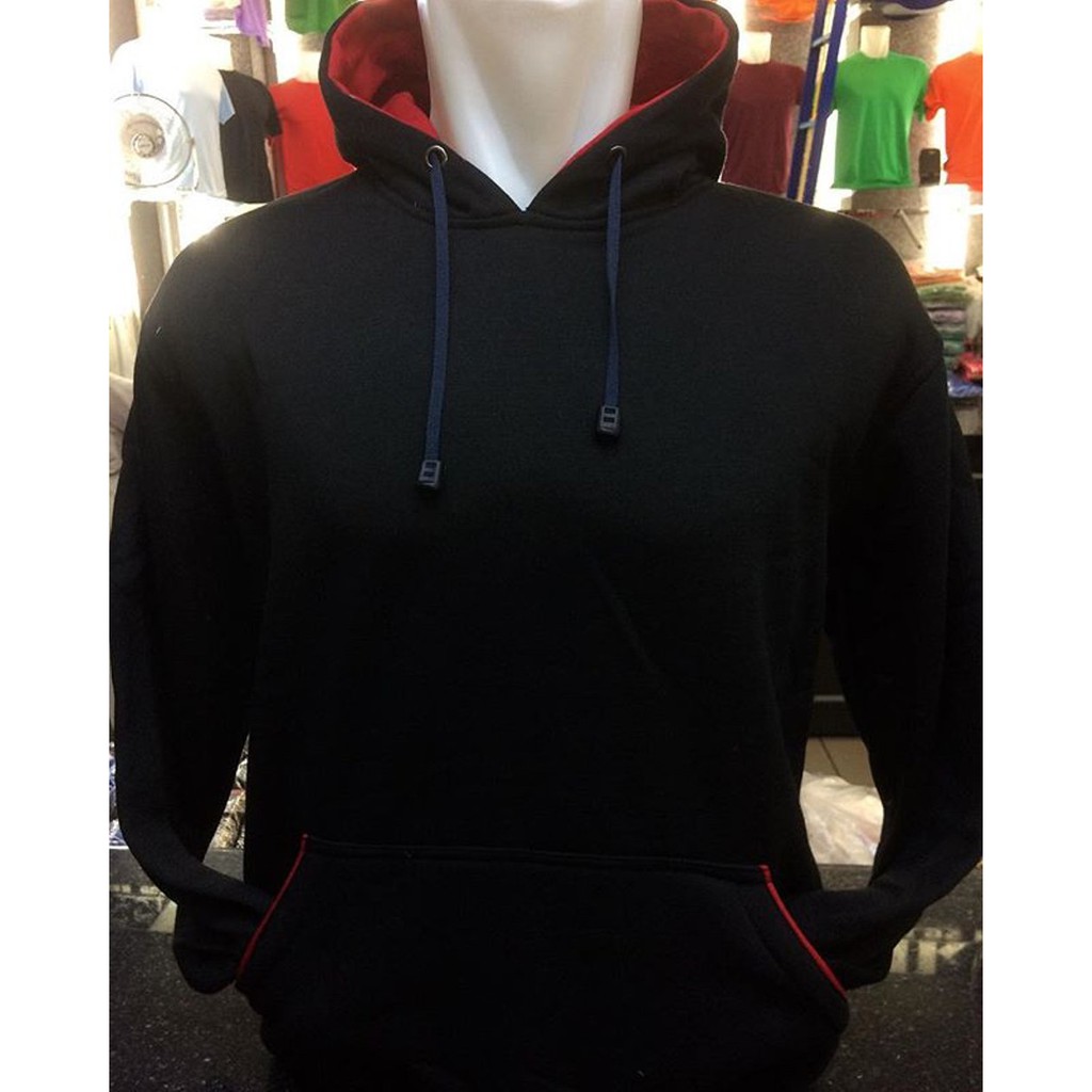 Jaket Polos Hoodie Jumper Hitam Variasi Merah Limited