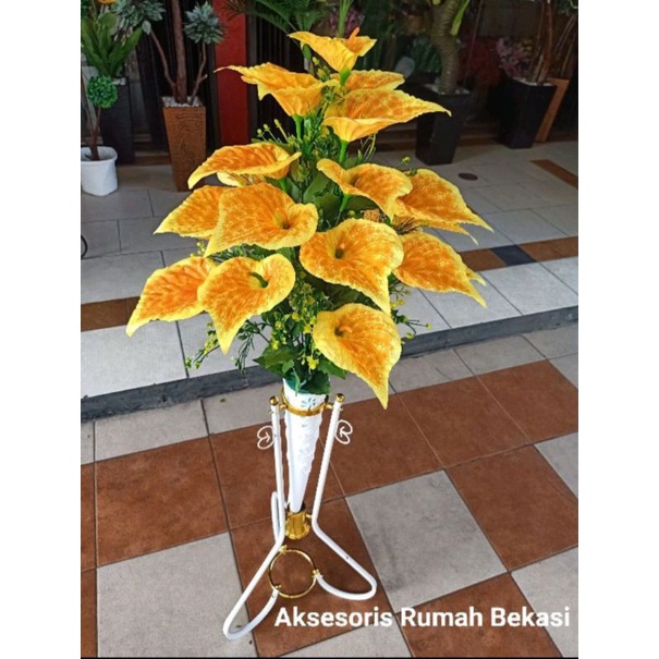 (Bunga saja) Bunga artificial anthurium, Amarilis, Aron panda, Bunga Lilly bunga sudut-Aron kuning