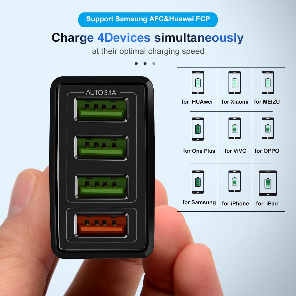 OLAF Charger USB Fast Charging QC3.0 4 Port 48W - QC-04 - PTH